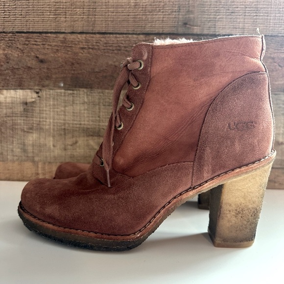 Ugg Australia Sofia Cinnamon Ankle Heeled Booties - Picture 2 of 6